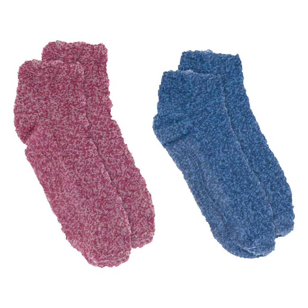 Dr. Scholl's close-up of lavender yarn texture showing plush fibers for softness