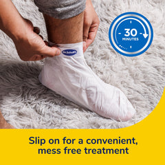 Dr. Scholl's single sock held in hand to show size and disposable convenience