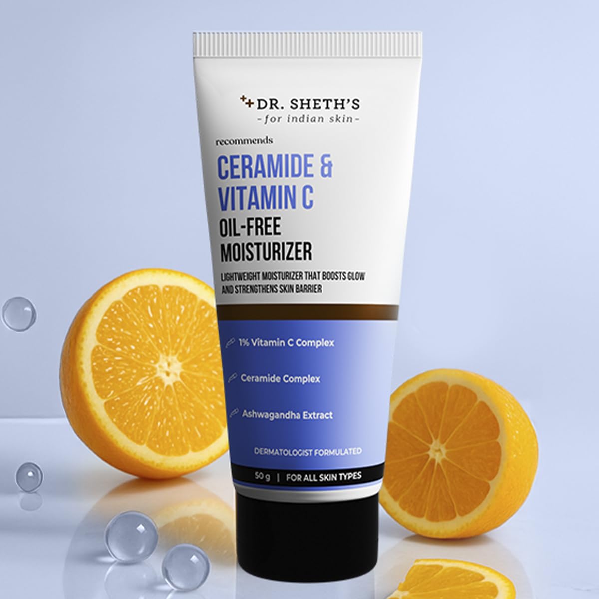 Dr. Sheth's moisturizer on hand demonstrating fast absorption and matte finish