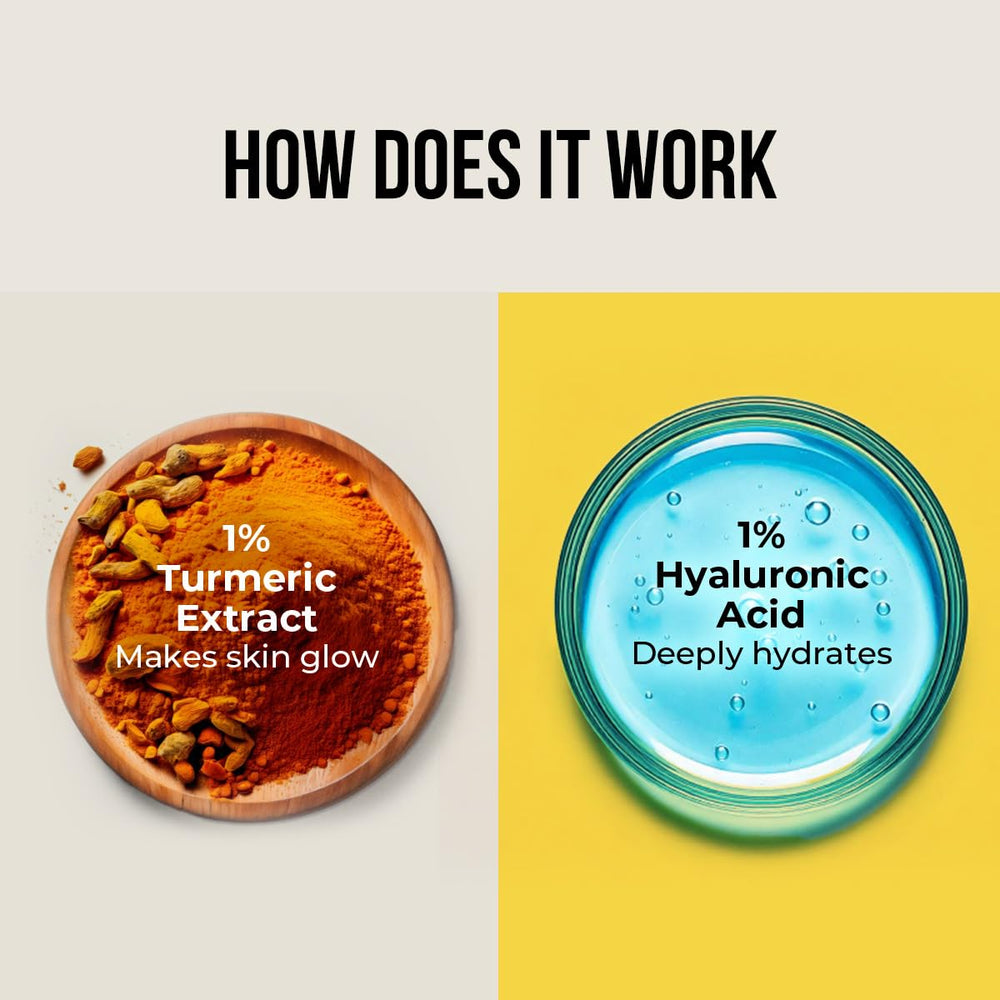 Dr. Sheth's tube beside turmeric root highlighting calming, barrier-supporting ingredient