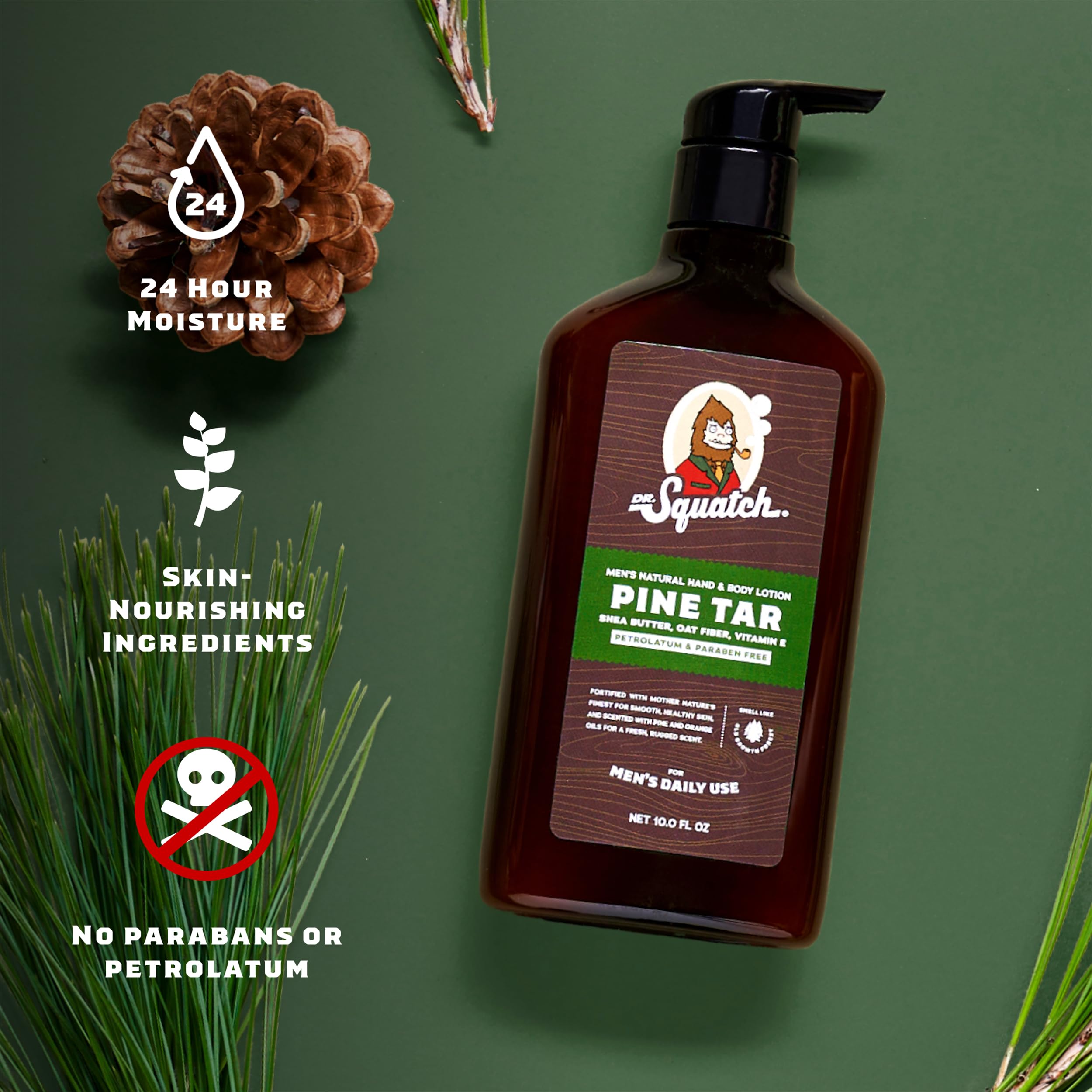 Dr. Squatch lotion applied to hand fast absorption and non-greasy feel