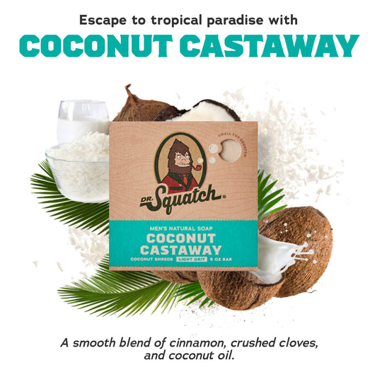 Dr. Squatch bars lined up to display each scent for easy selection
