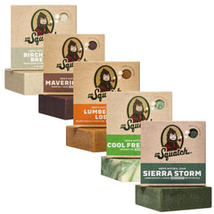 Dr. Squatch five-pack front view showing all five bars and packaging for variety and gifting