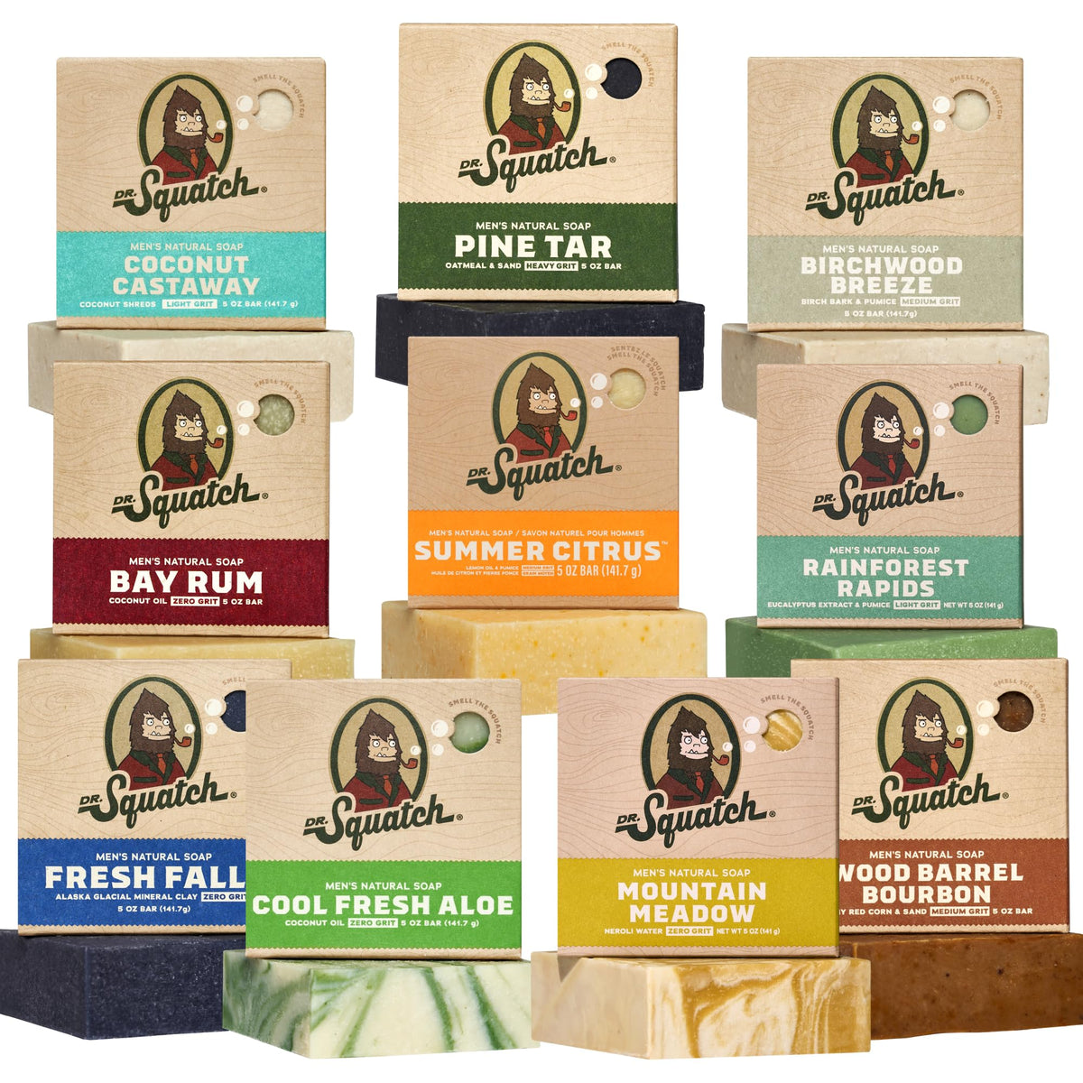Dr. Squatch front packaging showing 10-pack and variety