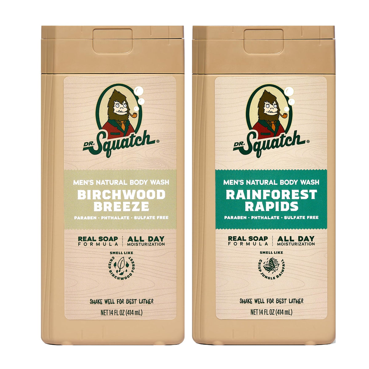 Dr. Squatch front packaging showing both bottles and scent names for easy selection