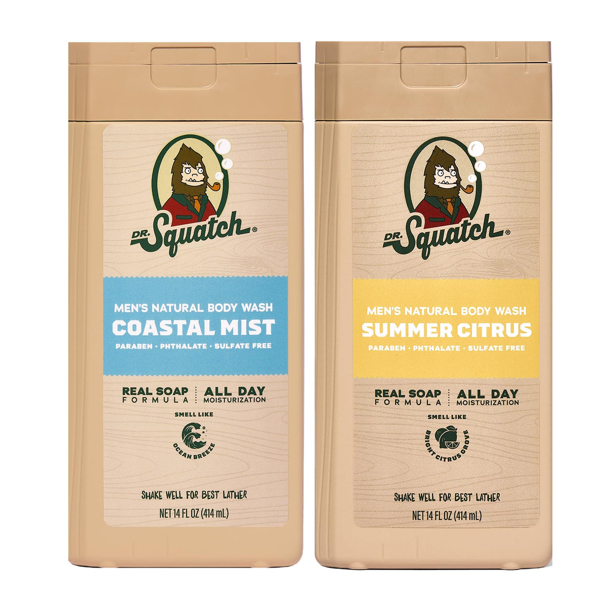 Dr. Squatch front packaging showing both Coastal Mist and Summer Citrus benefits