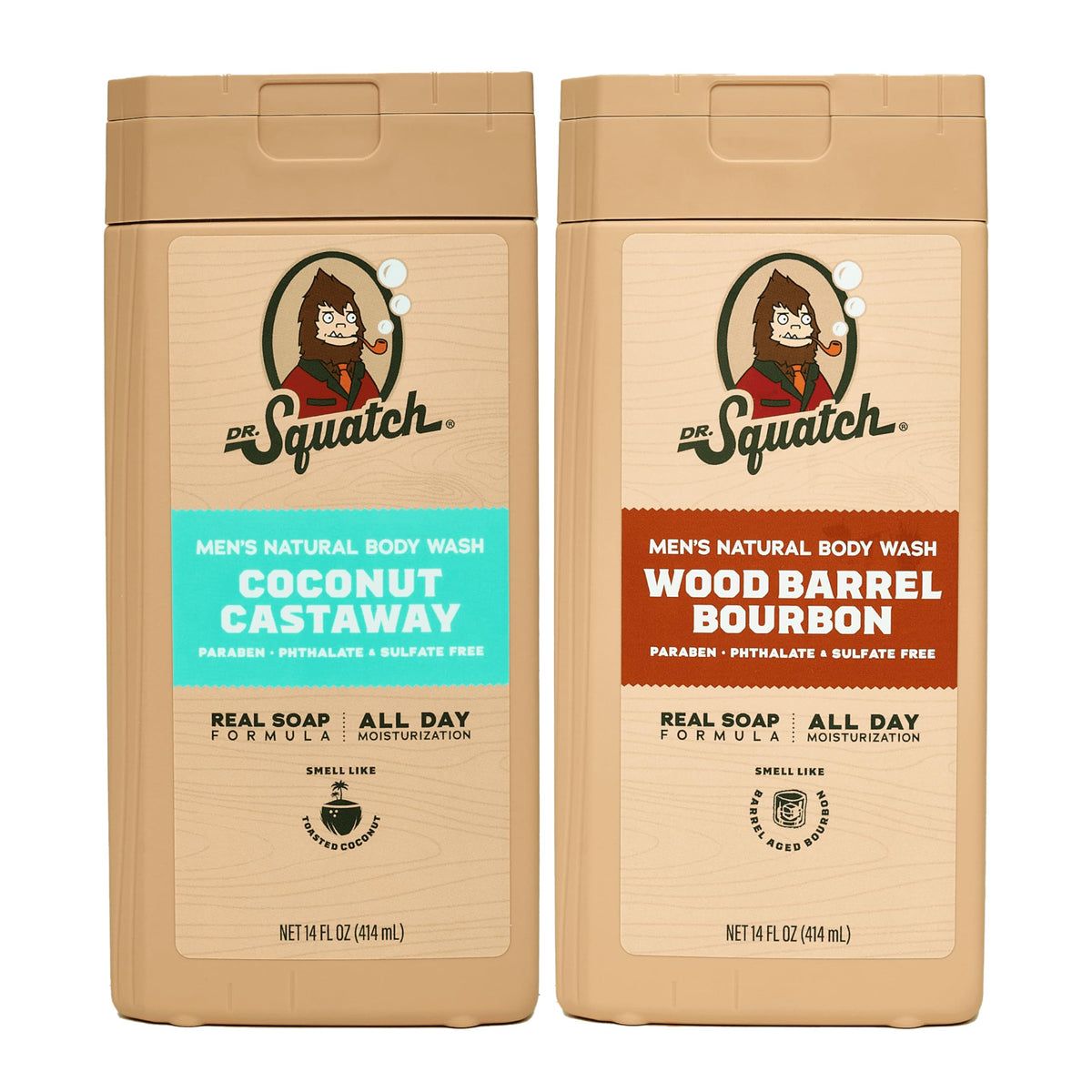 Dr. Squatch front packaging showing both scent bottles and clear benefits