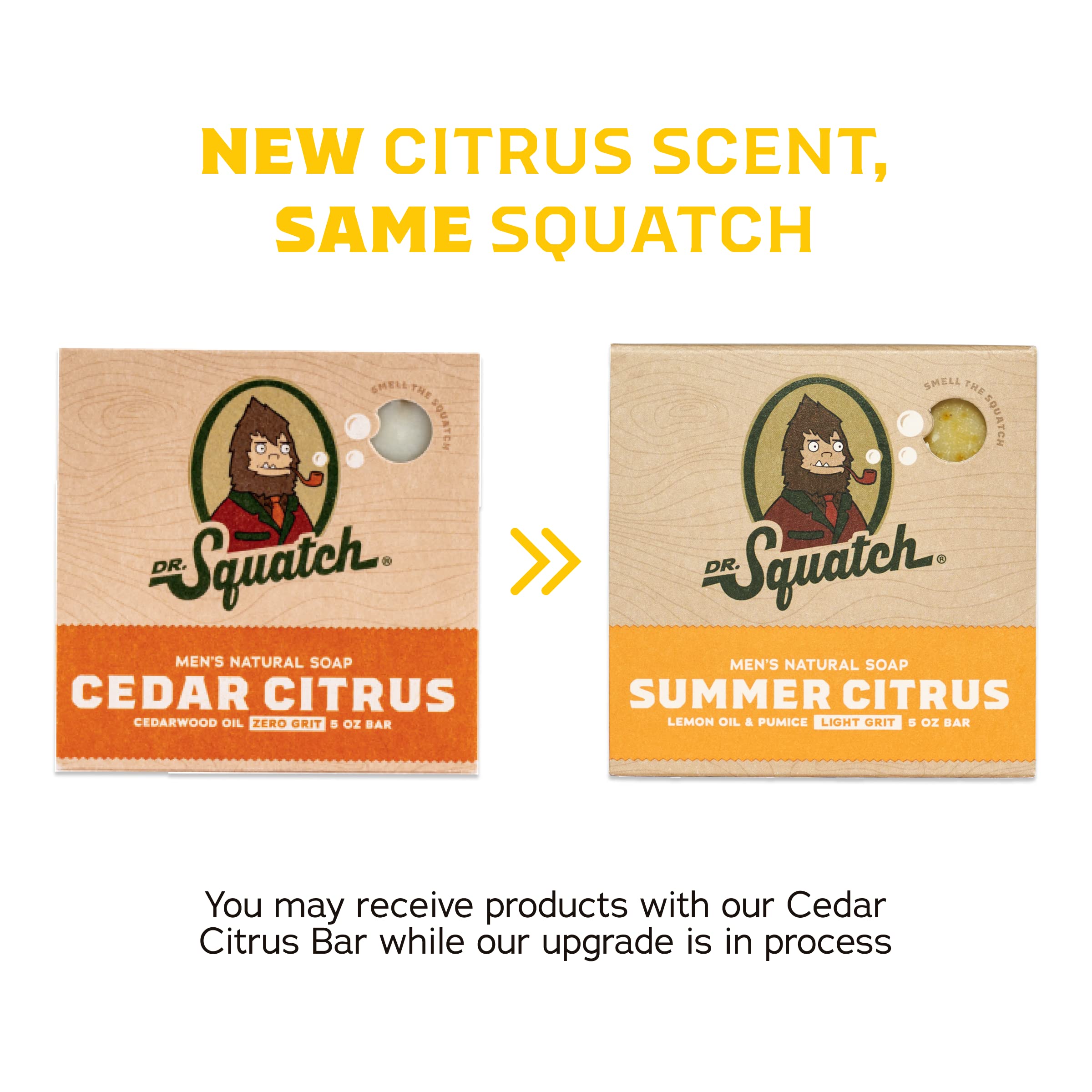 Dr. Squatch label closeup showing ingredients list and natural formulation benefit