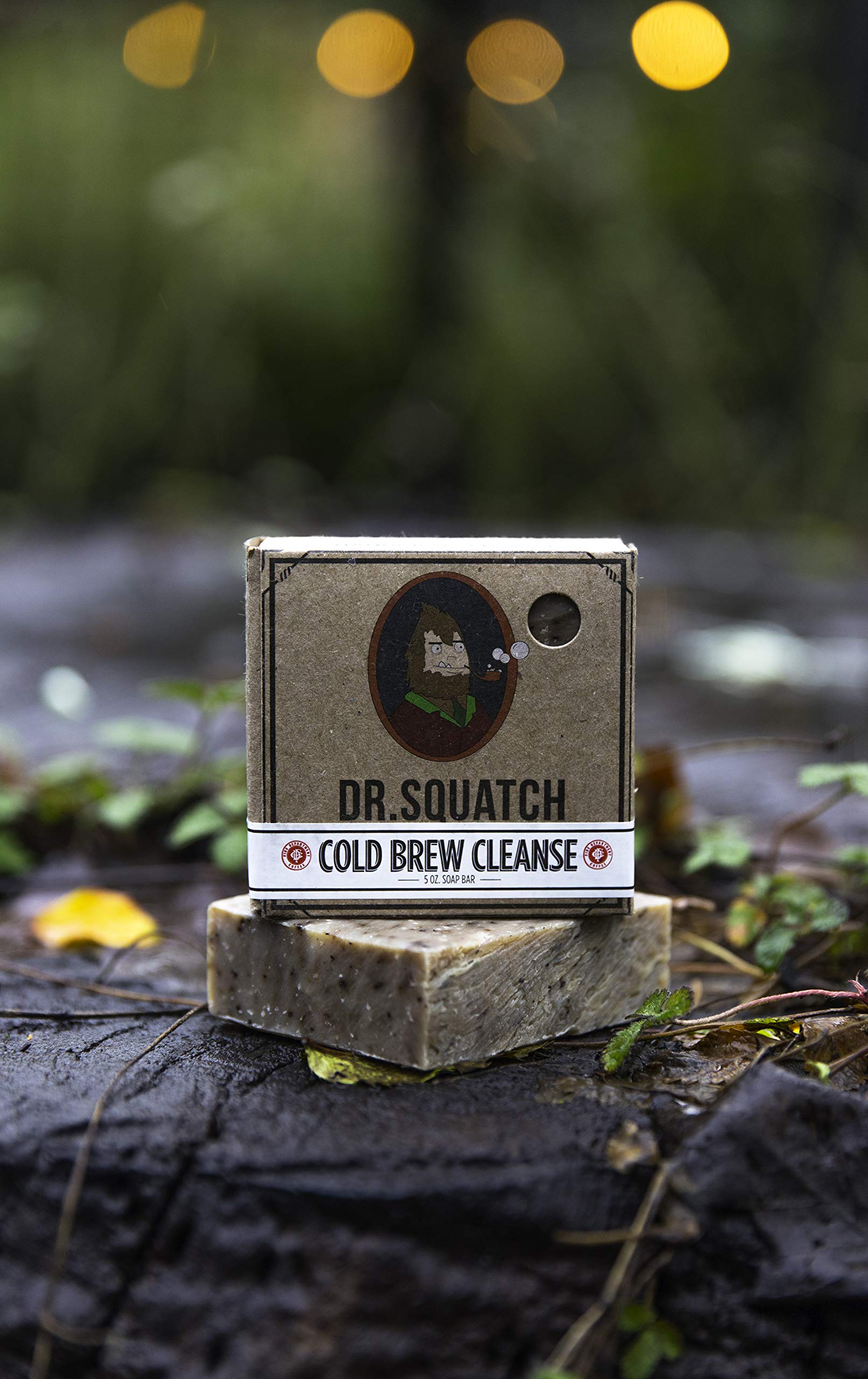 Dr. Squatch sliced soap piece displaying grounds and natural appearance for use
