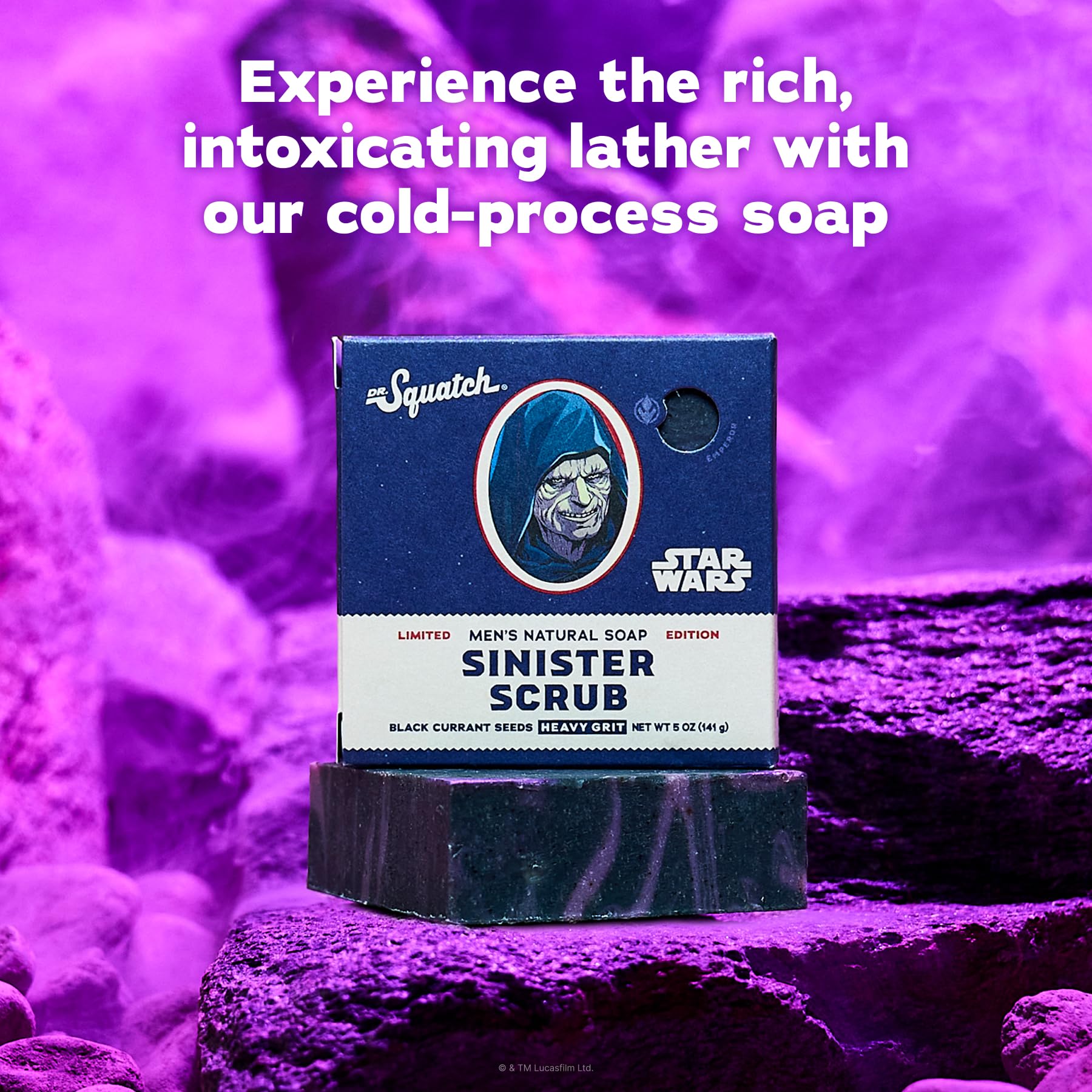 Dr. Squatch ingredients label highlighting natural oils and clay benefits
