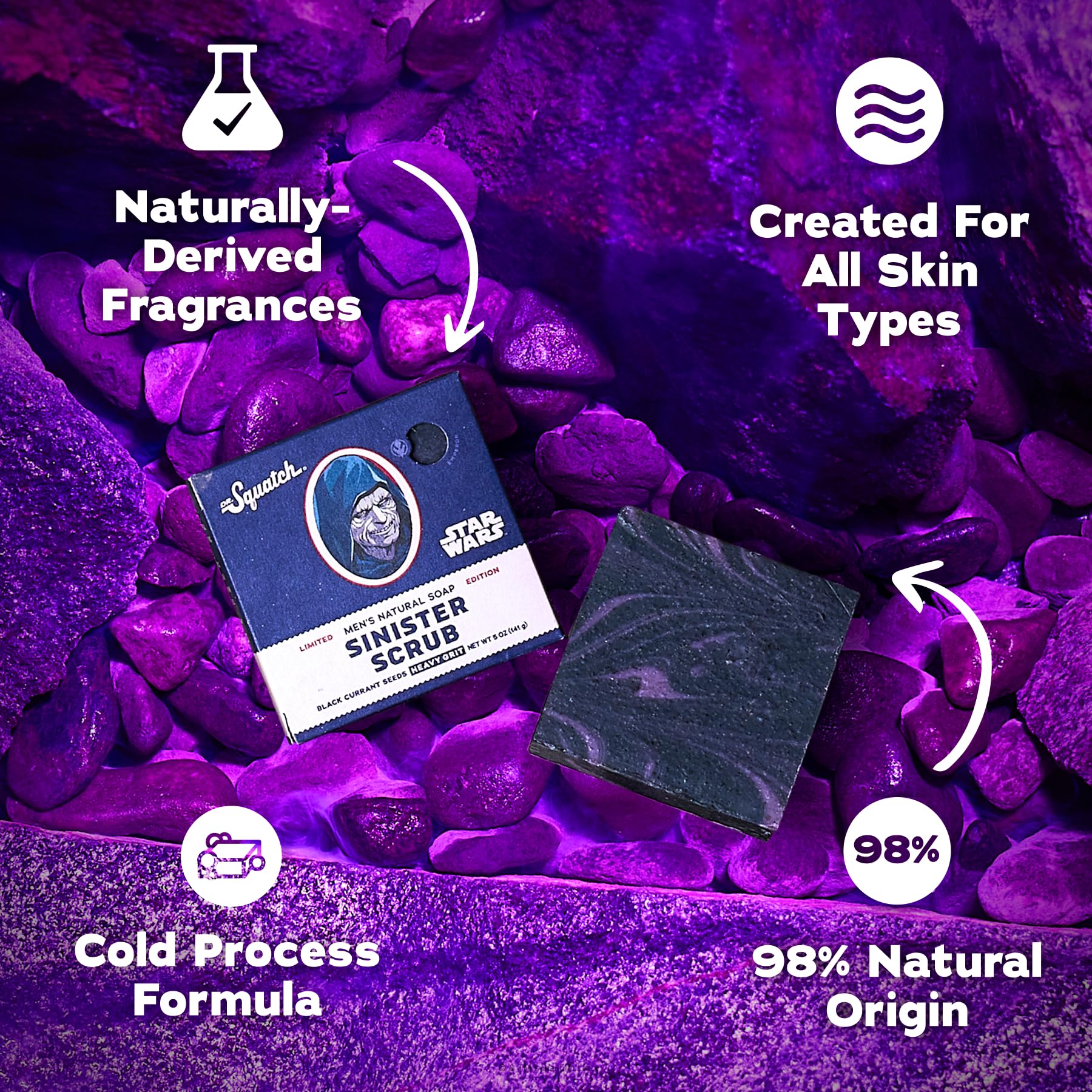 Dr. Squatch 5 oz bar beside coin for scale to show compact, long-lasting size