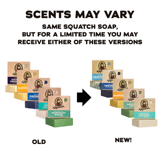 Dr. Squatch soap bar close-up revealing texture and natural oil sheen