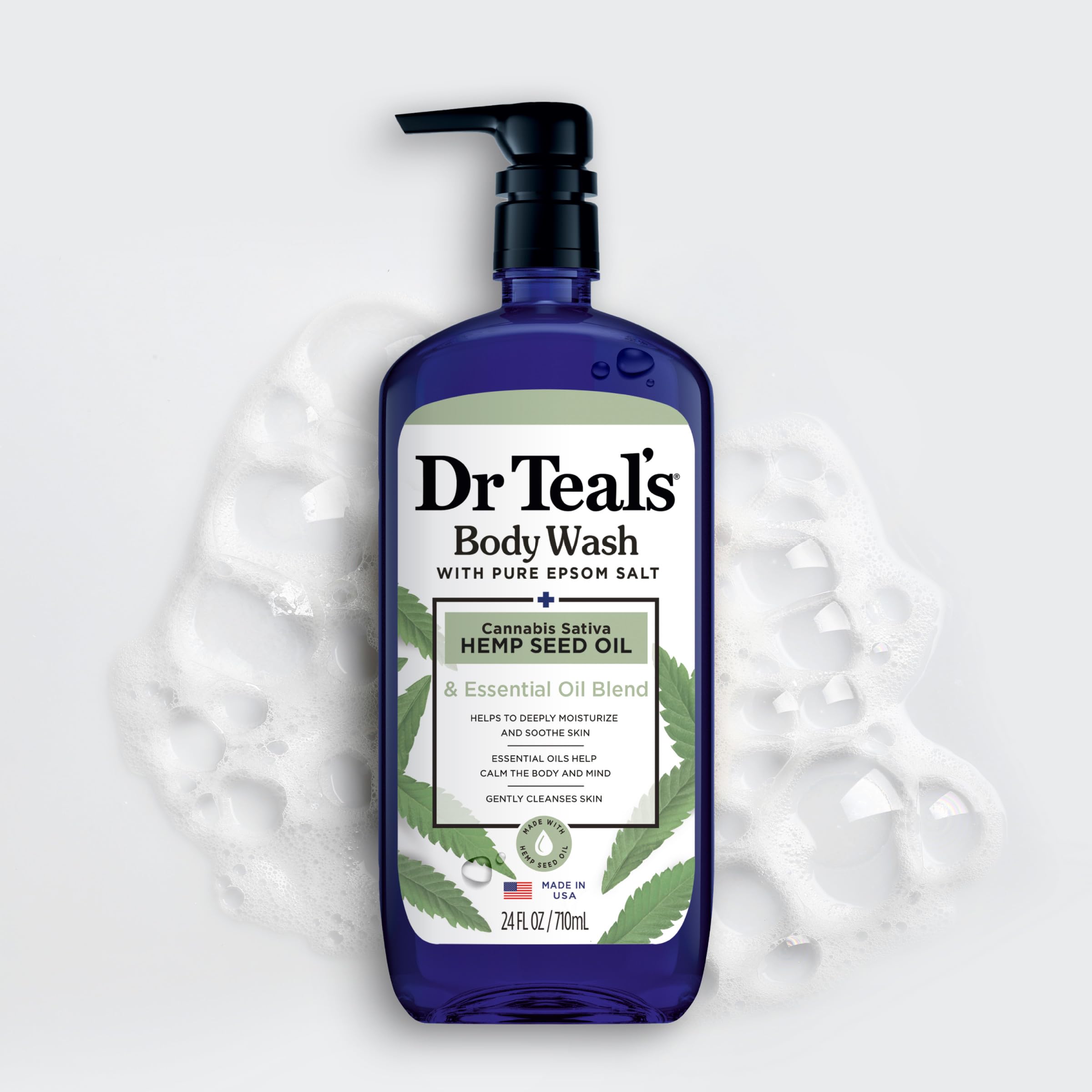 Dr Teal's back label close-up showing ingredients and usage directions for clarity