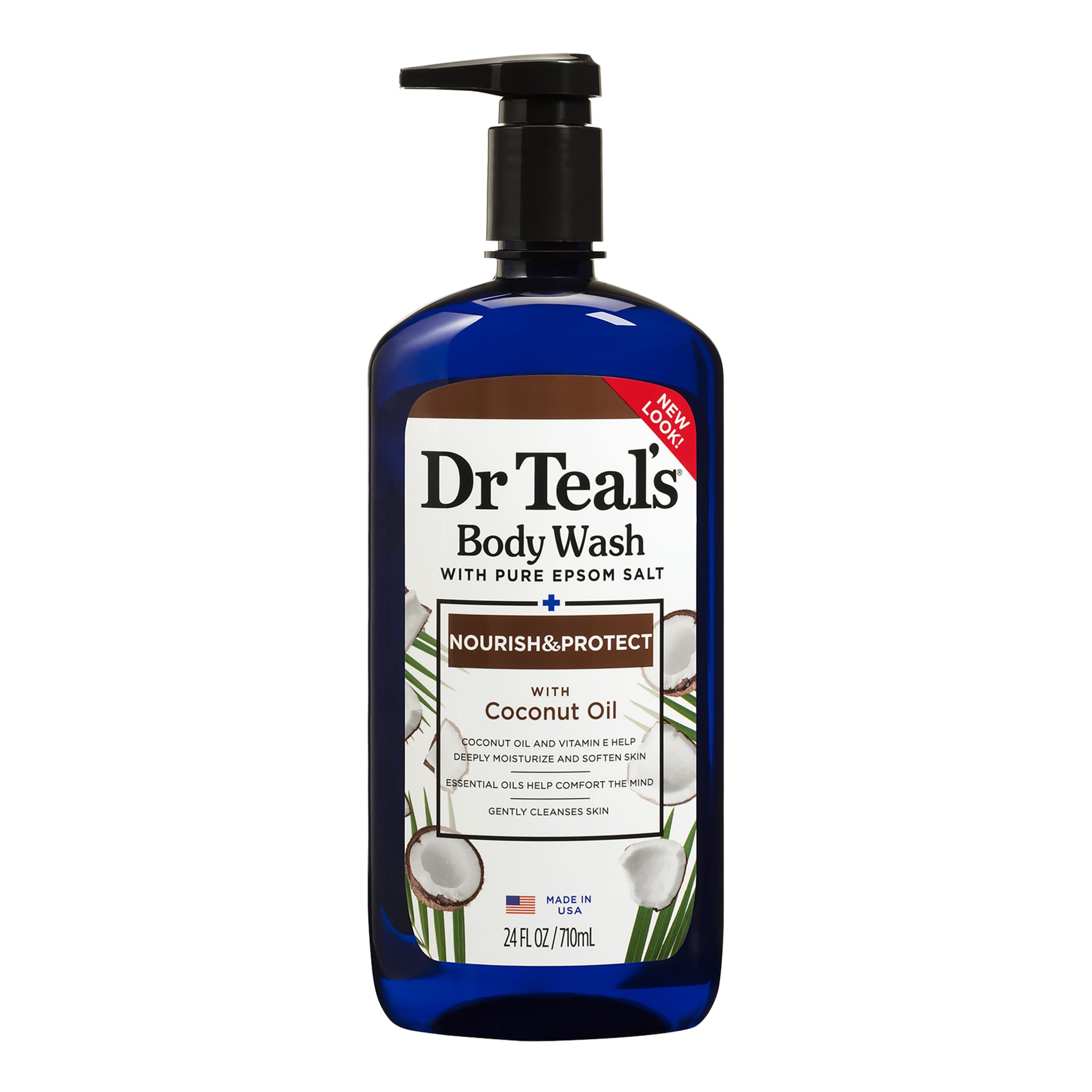 Dr Teal's front label showing product benefits and coconut scent