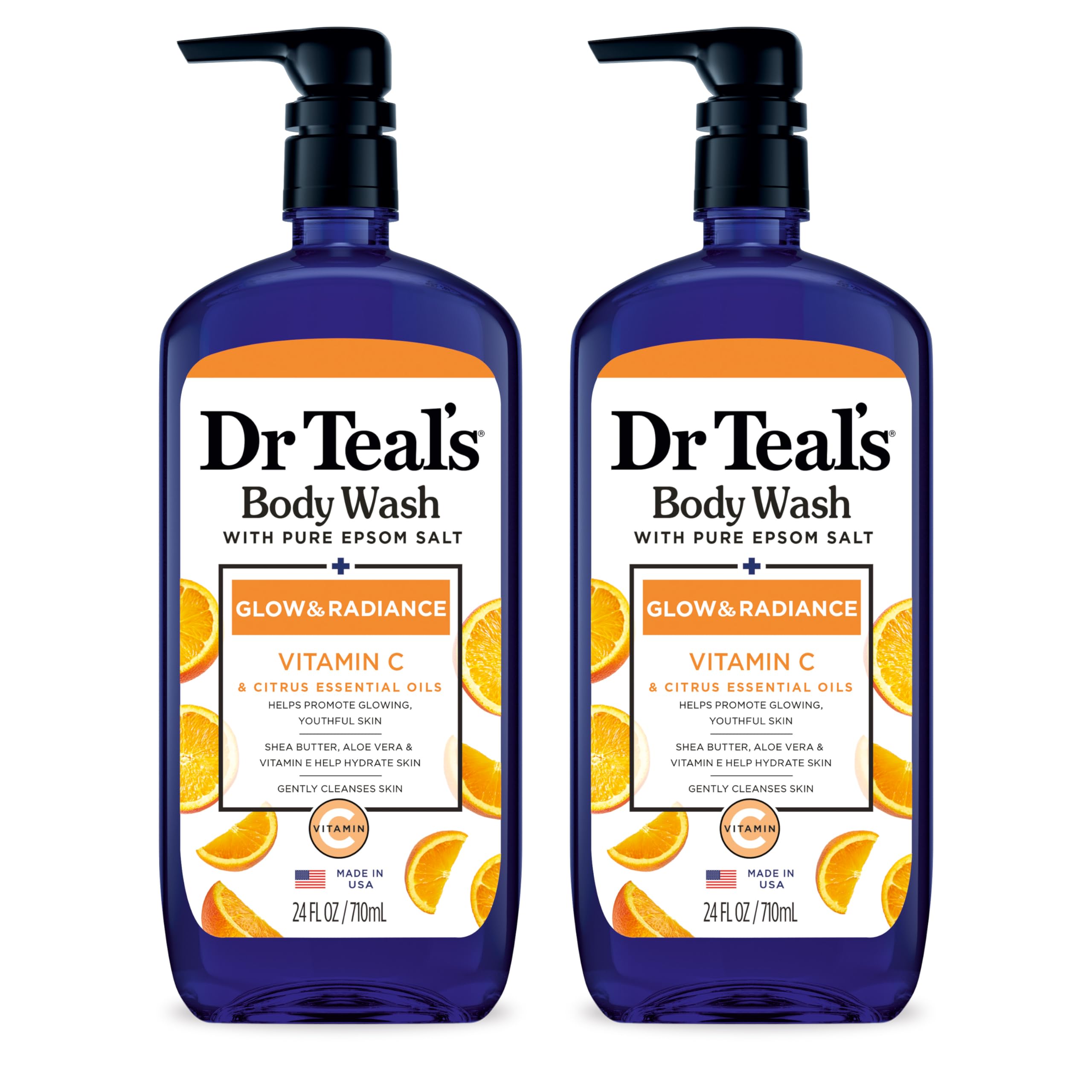 Dr Teal's front packaging showing glow and radiance benefits