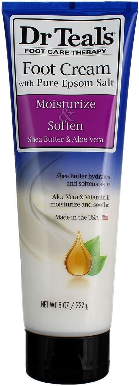 Dr Teal's 8 oz foot cream next to a ruler showing product size