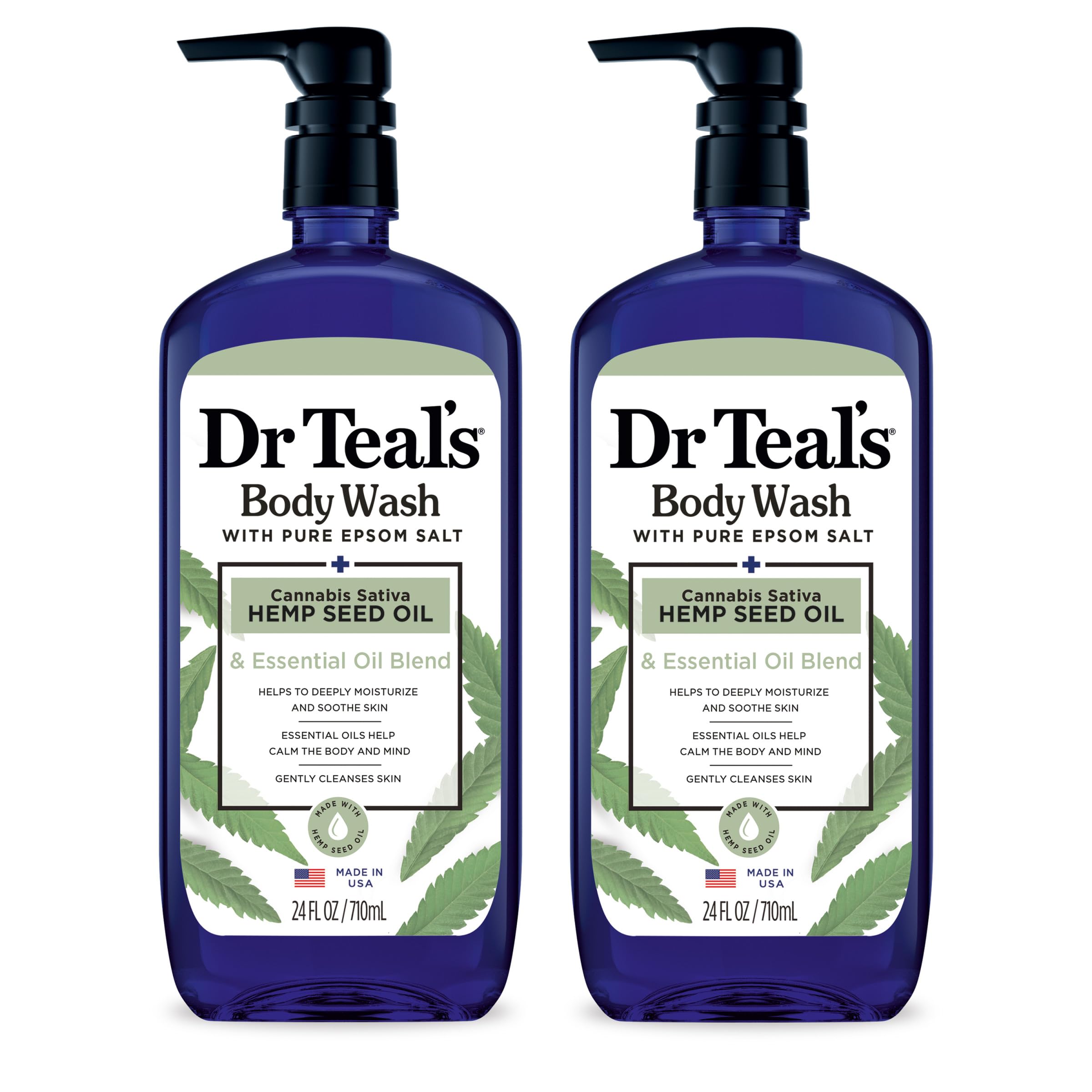 Dr Teal's front bottles showing label and two-pack convenience for easy replenishment