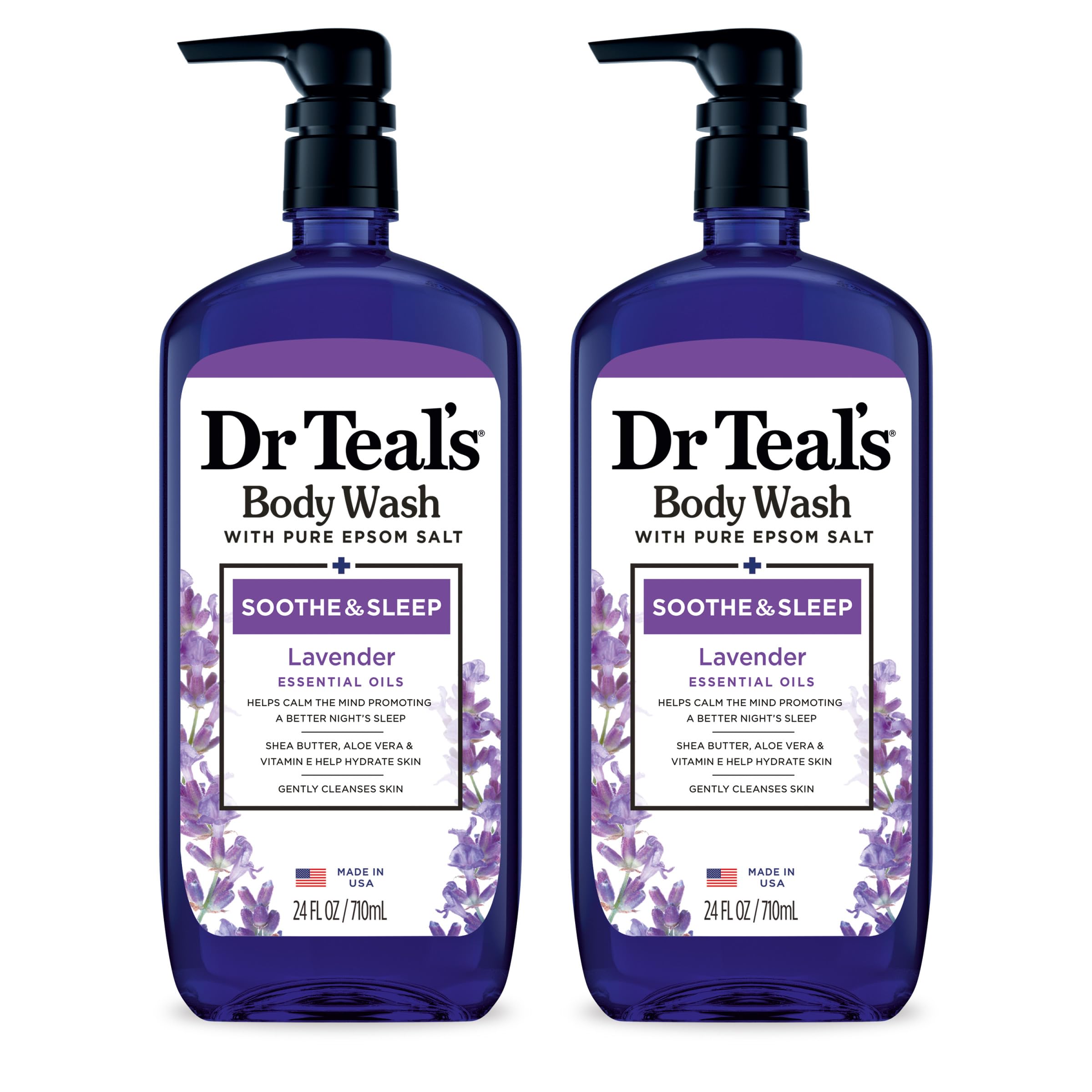 Dr Teal's front packaging showing label and lavender scent benefits