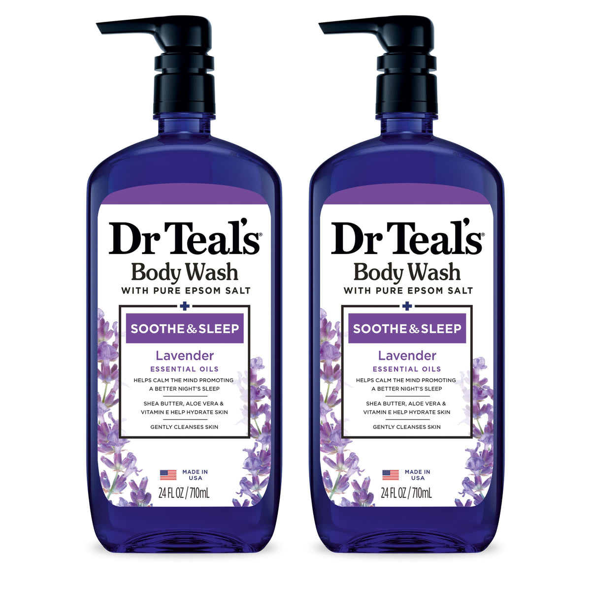 Dr Teal's front packaging showing label and lavender scent benefits