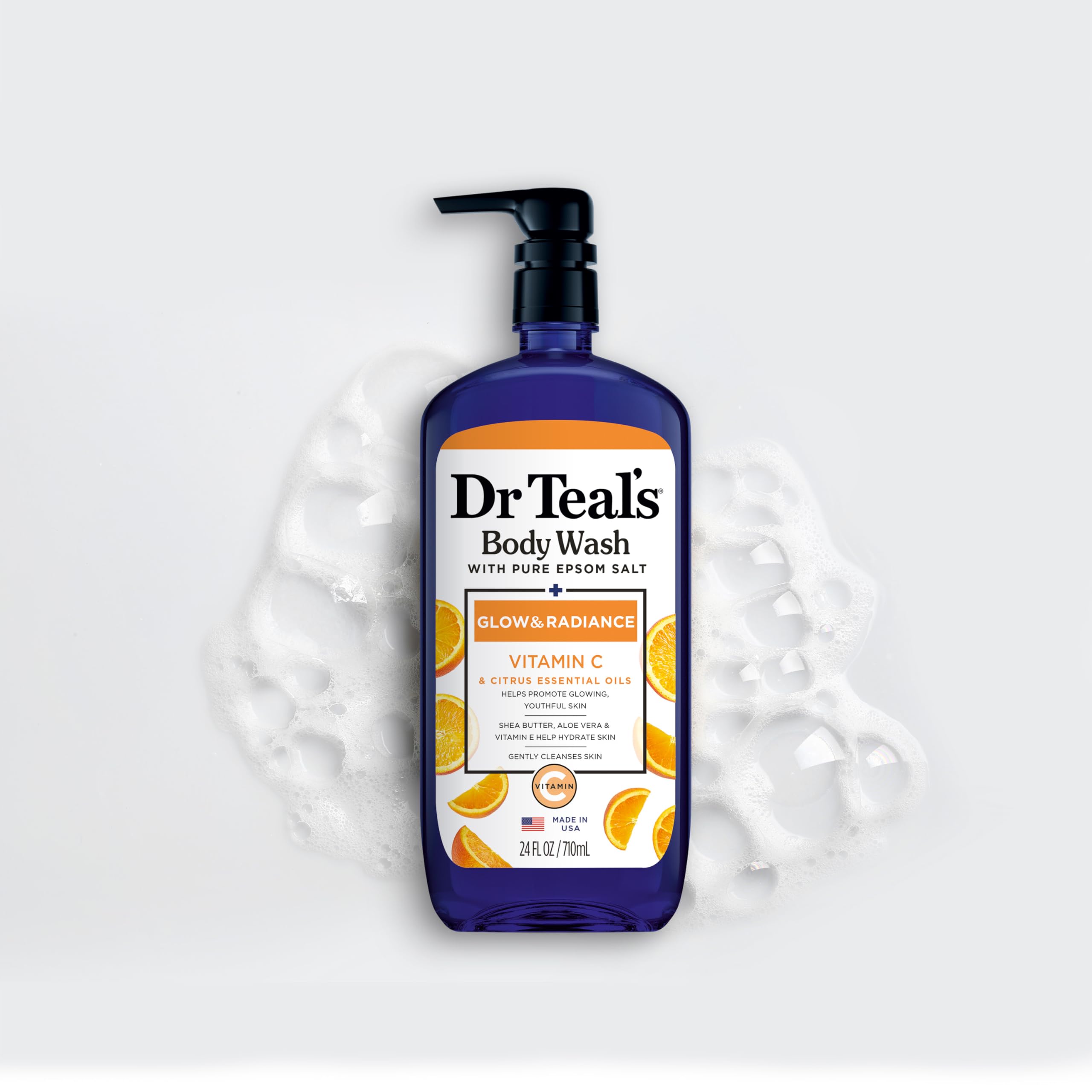 Dr Teal's lifestyle evening shower scene conveying a calming bedtime ritual