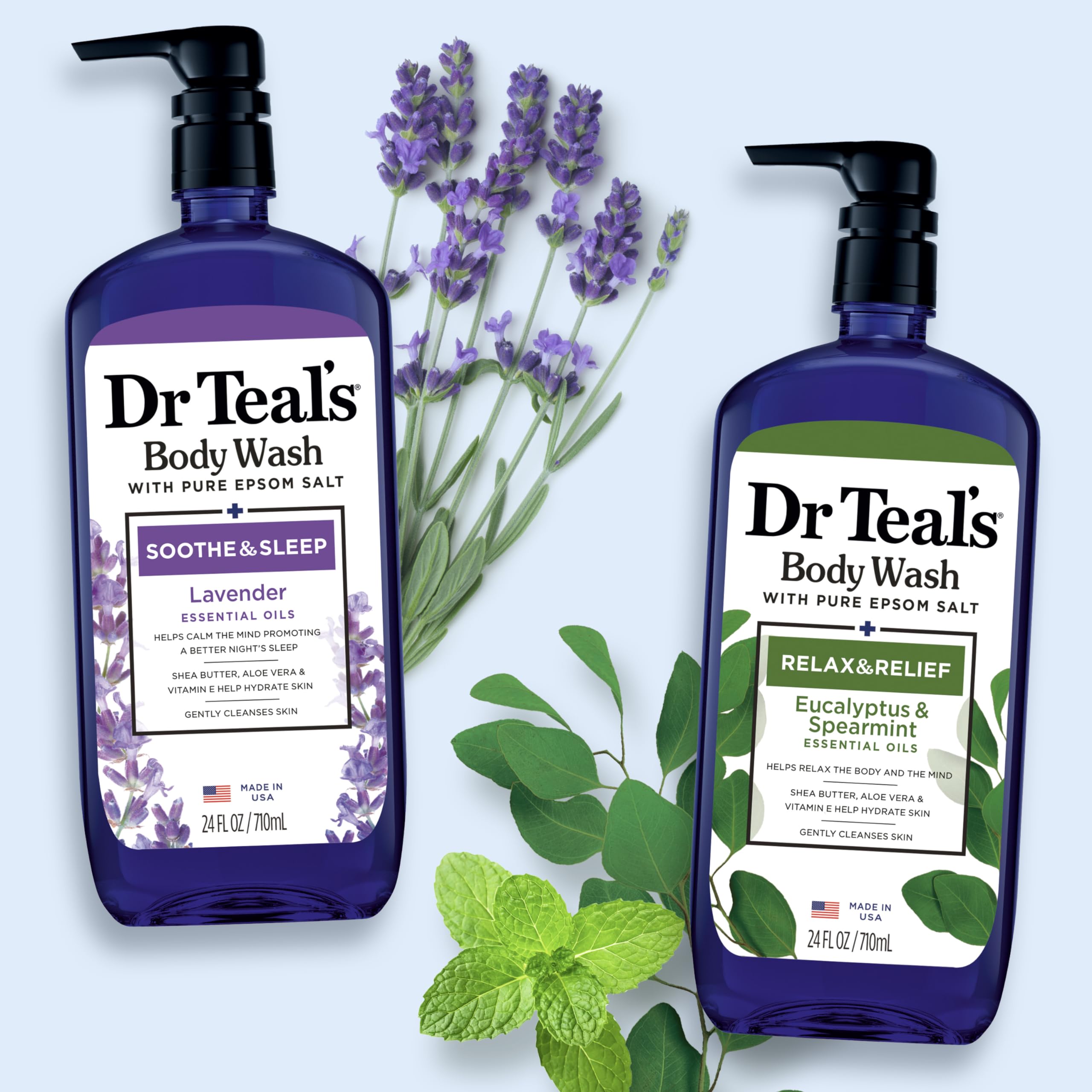 Dr Teal's in-shower lifestyle image illustrating energizing routine benefit