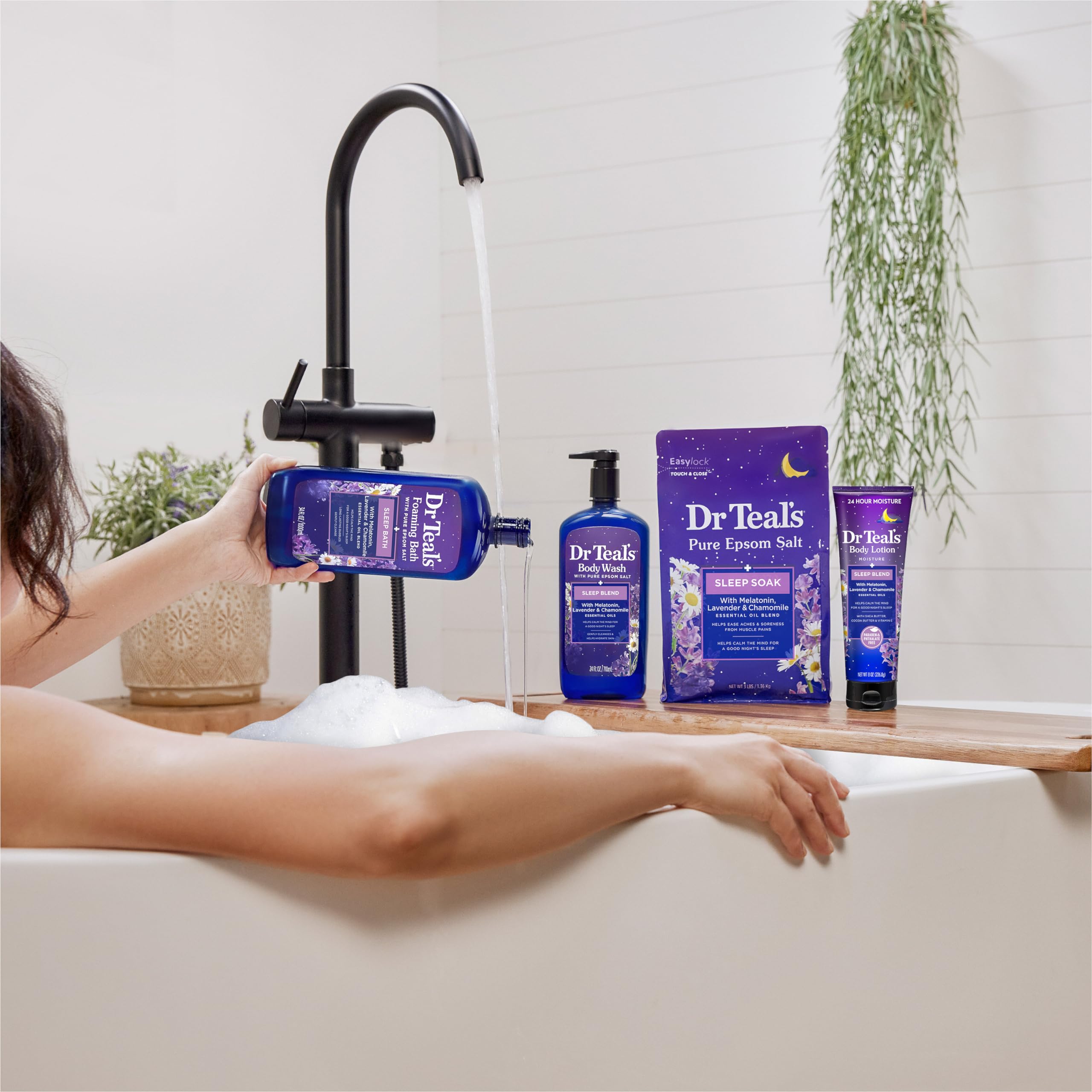 Dr Teal's body wash mixed with Epsom salt to create an exfoliating scrub
