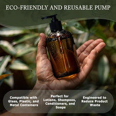 Dr. Woods pumps on 16oz and 32oz bottles showing size compatibility benefit