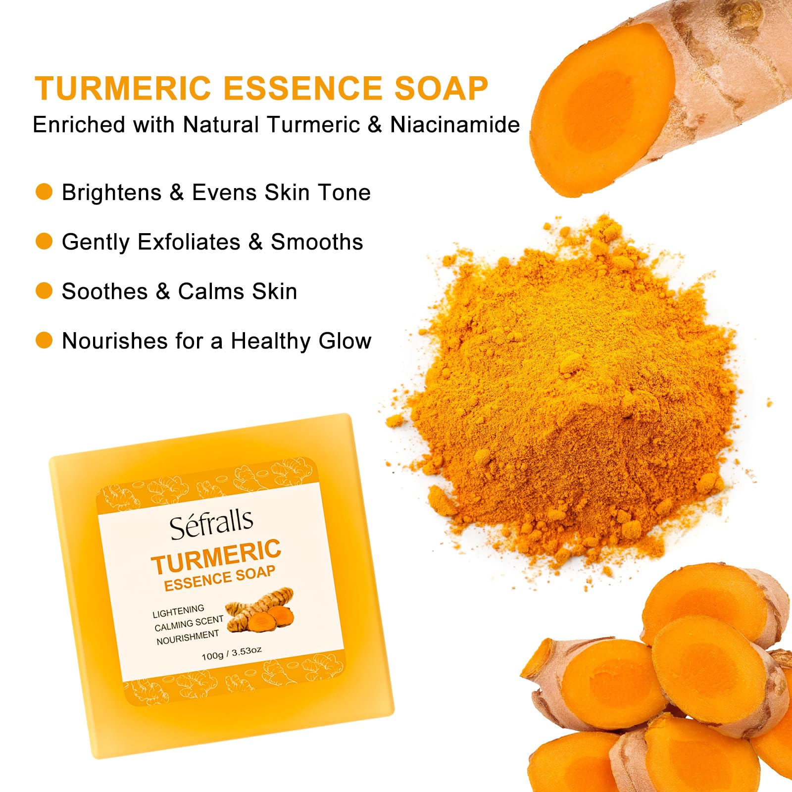 DR.YIMAN turmeric soap close-up of texture and moisturizing olive oil