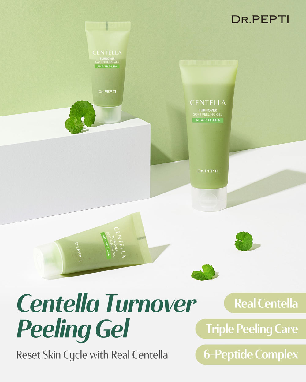 DR.PEPTI gel texture close-up with smooth consistency for gentle exfoliation