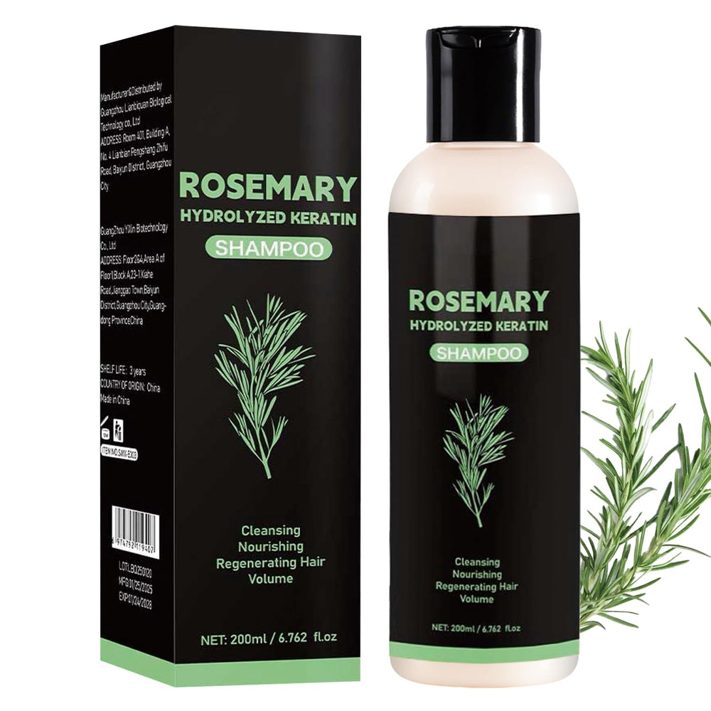 DreamCatching front packaging displaying 200ml rosemary shampoo for restorative care