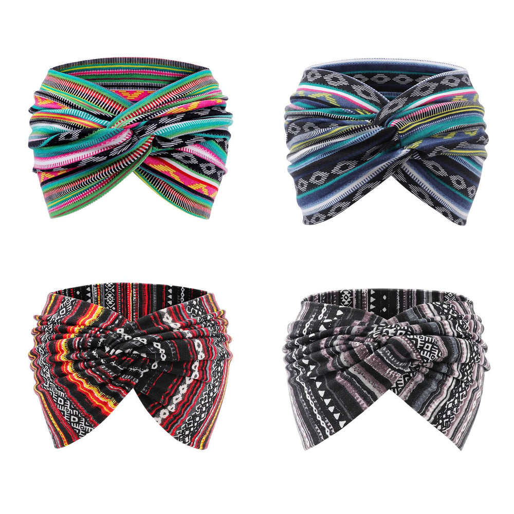 DRESHOW four headbands laid flat showing color range for easy outfit coordination