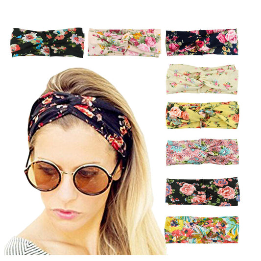 DRESHOW front view of eight-pack boho headbands showing variety and convenience