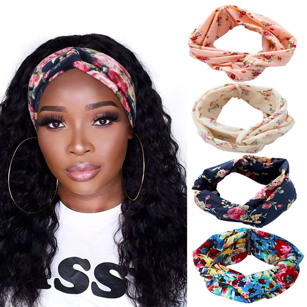 DRESHOW front view of four headbands showing patterns and secure fit