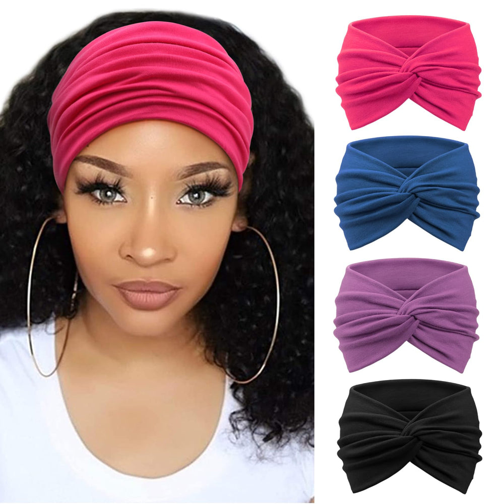 DRESHOW front view of four headbands showing colors and packaging benefit styling