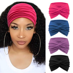 DRESHOW front view of four headbands showing colors and packaging benefit styling