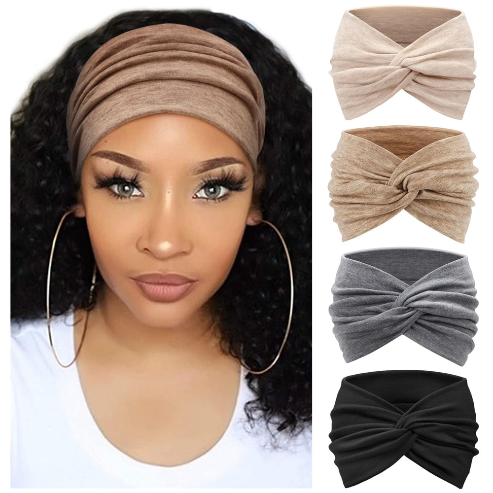 DRESHOW front view of four-pack headbands showing colors and packaging, comfortable choice