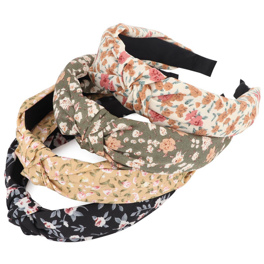 DRESHOW front view of four floral headbands showing color variety and convenience