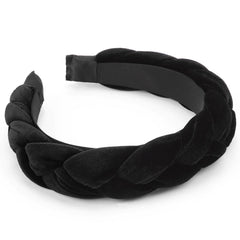 DRESHOW front view of velvet braided headband showing elegant finish and comfort