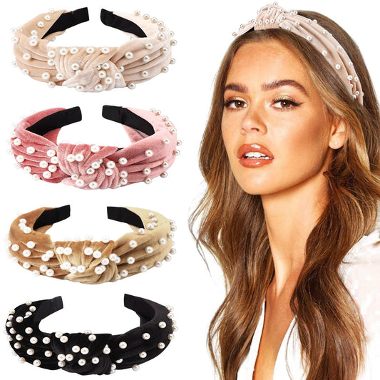 DRESHOW front view of four headbands showing colors and packaging, stylish gift