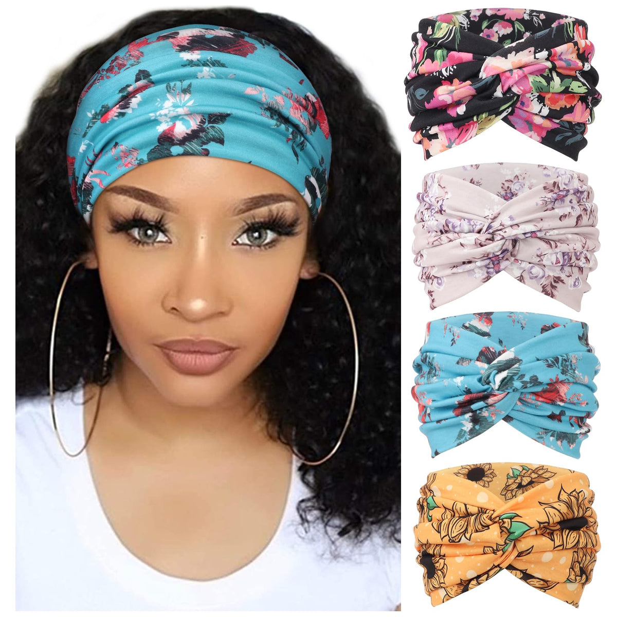 DRESHOW front view of four-pack headbands shows variety and easy selection