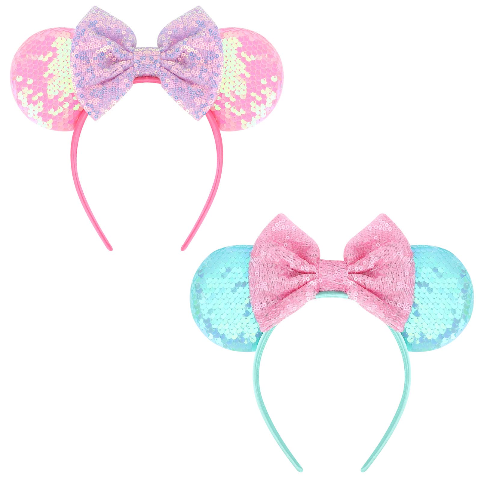 DRESHOW front view glitter mouse ears headband adds sparkling party flair