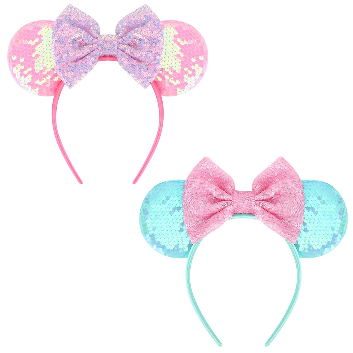 DRESHOW front view glitter mouse ears headband adds sparkling party flair
