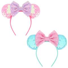 DRESHOW front view glitter mouse ears headband adds sparkling party flair