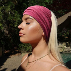 DRESHOW model wearing headband while doing yoga showing non-slip performance