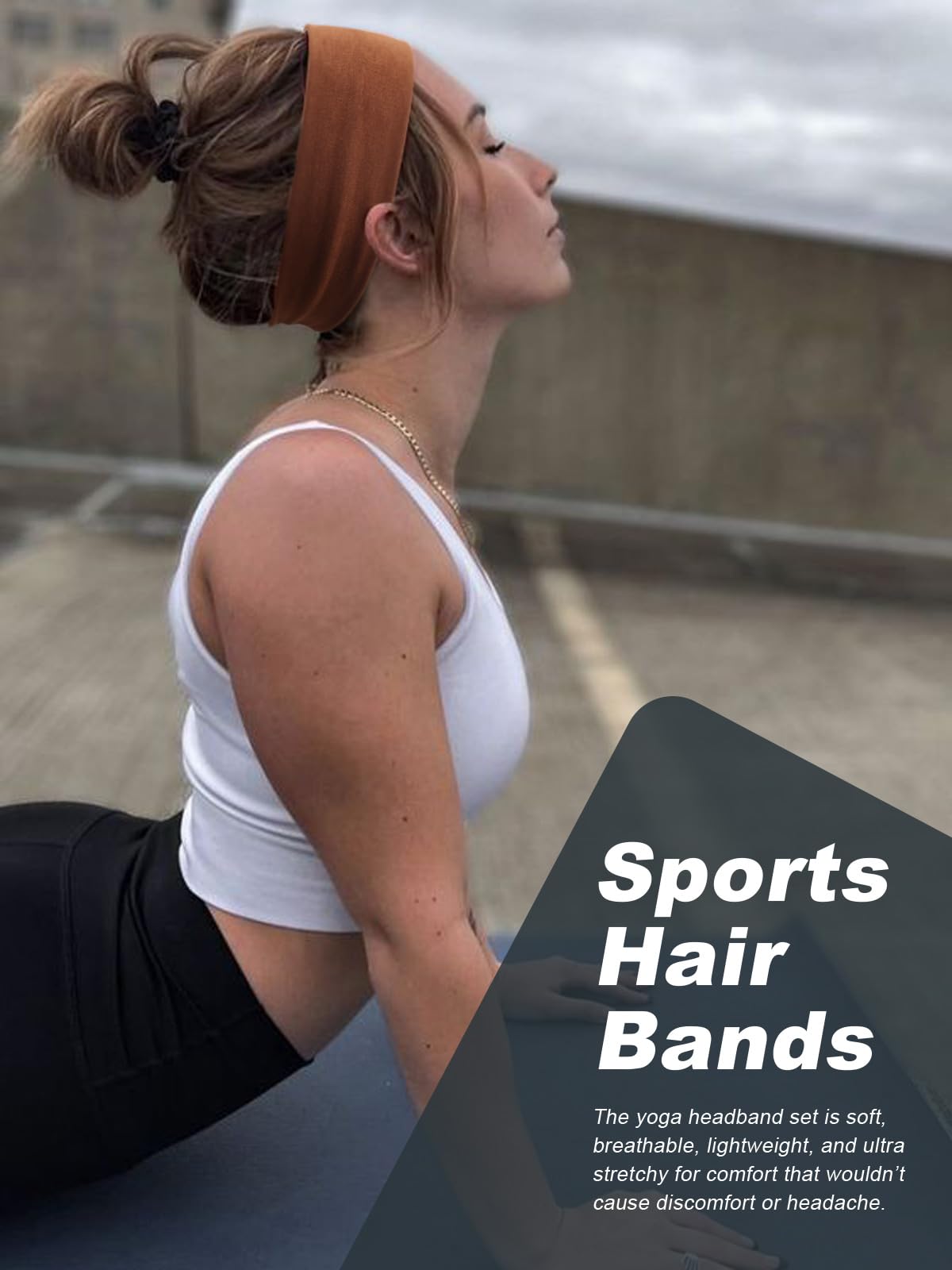 DRESHOW headband held in hand showing size and stretch for easy fit benefit