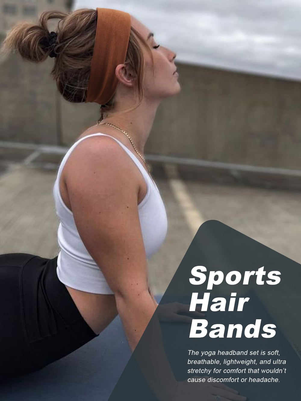 DRESHOW headband held in hand showing size and stretch for easy fit benefit