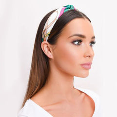 DRESHOW headband next to ruler showing 1.2 inch width and perfect balance benefit