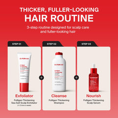 Dr.FORHAIR bottle staged on bathroom shelf suggesting daily routine