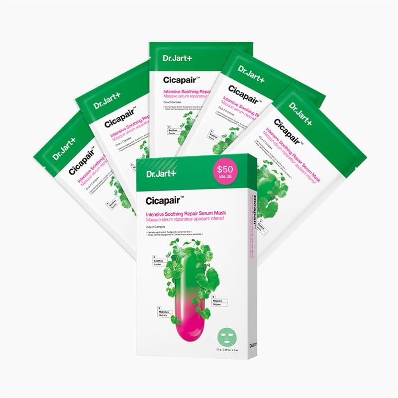 Dr.Jart+ front packaging five-pack showing product and calming benefit