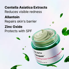 Dr.Jart+ with Centella Asiatica leaf to emphasize soothing botanical extract